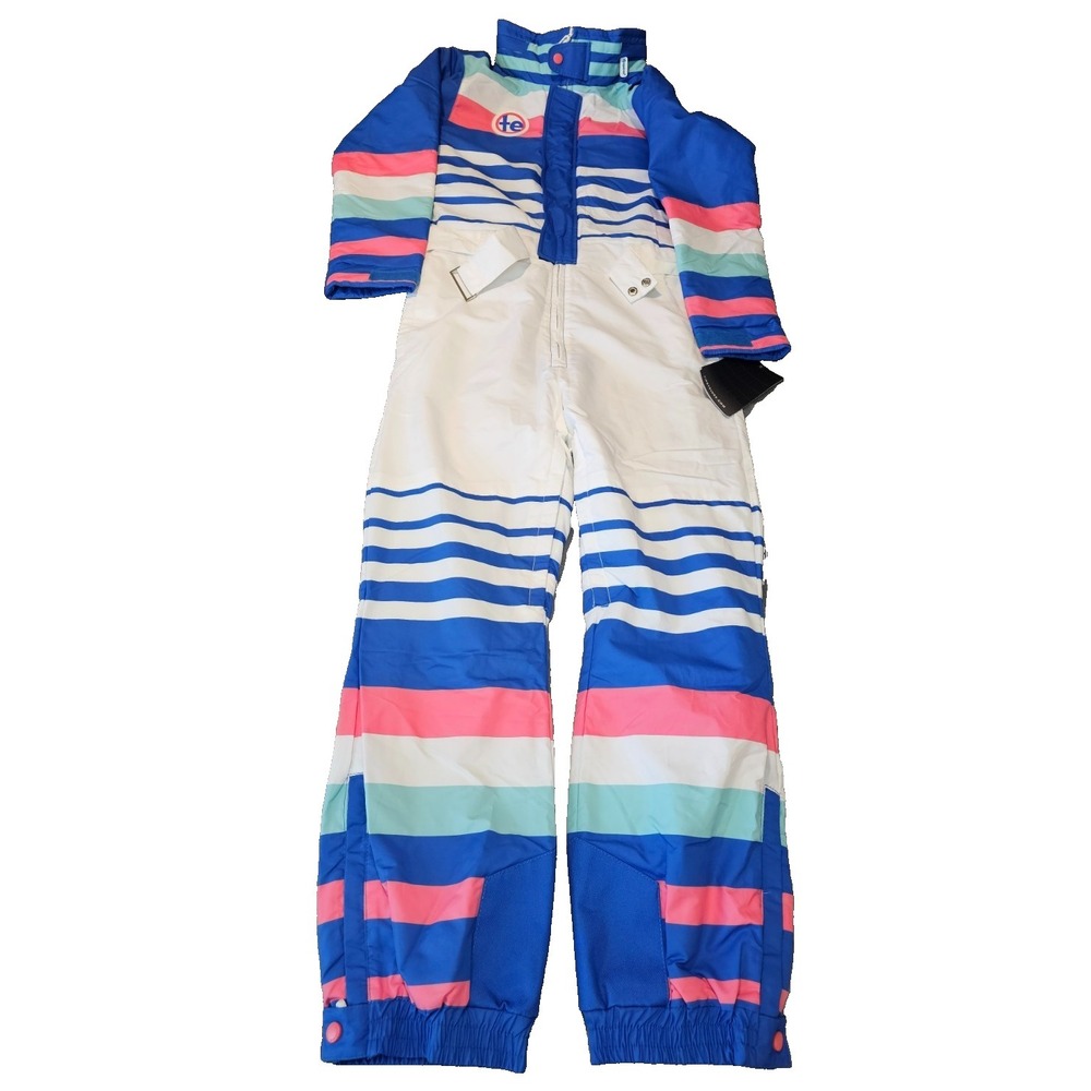 Tipsy Elves Ski Suit Women Medium White Blue Pink Performance Snow Suit Icy U